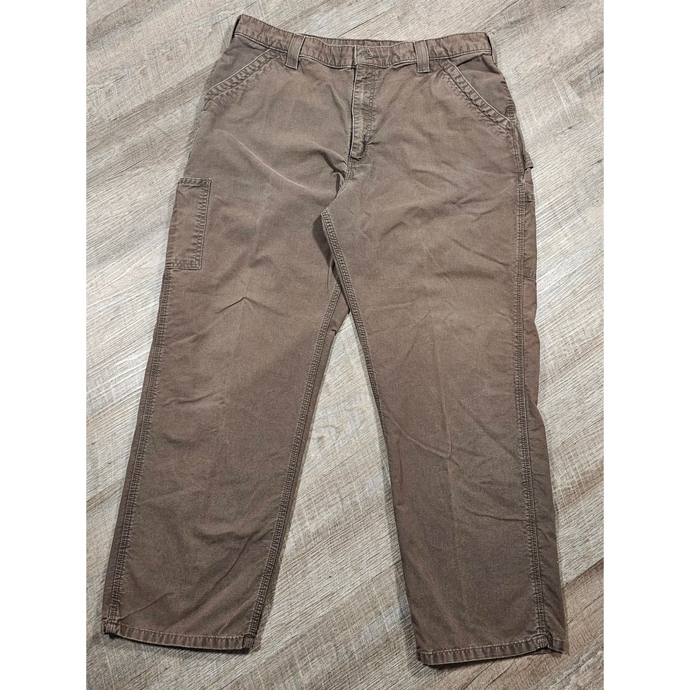 Carhartt B151 DFE Mens Brown Canvas Work Dungaree Pants 40x32 Straight Leg